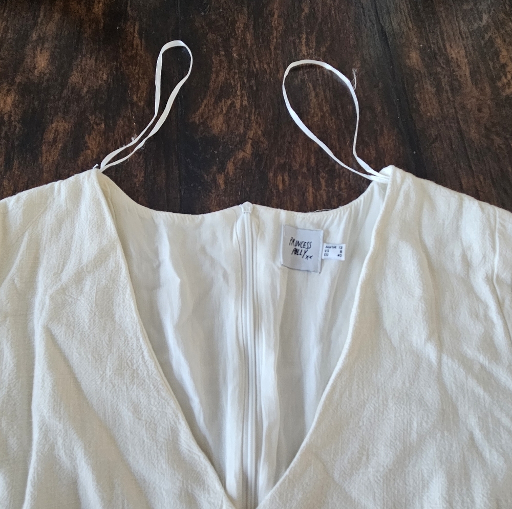 Princess Polly Adi Romper Linen Blend White Size 8 - Picture 15 of 16